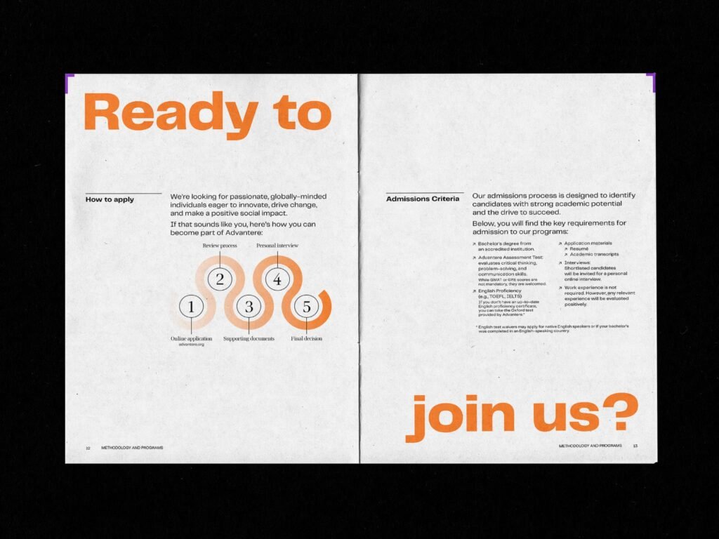 Página doble el procesos de solicitud de Advantere School of Management